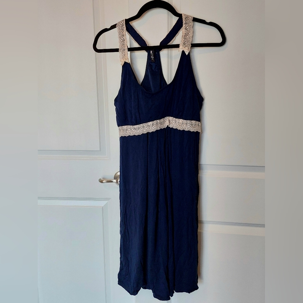 Hot Milk Blue And Lace Maternity Nursing Gown With Built In Bra Size XL